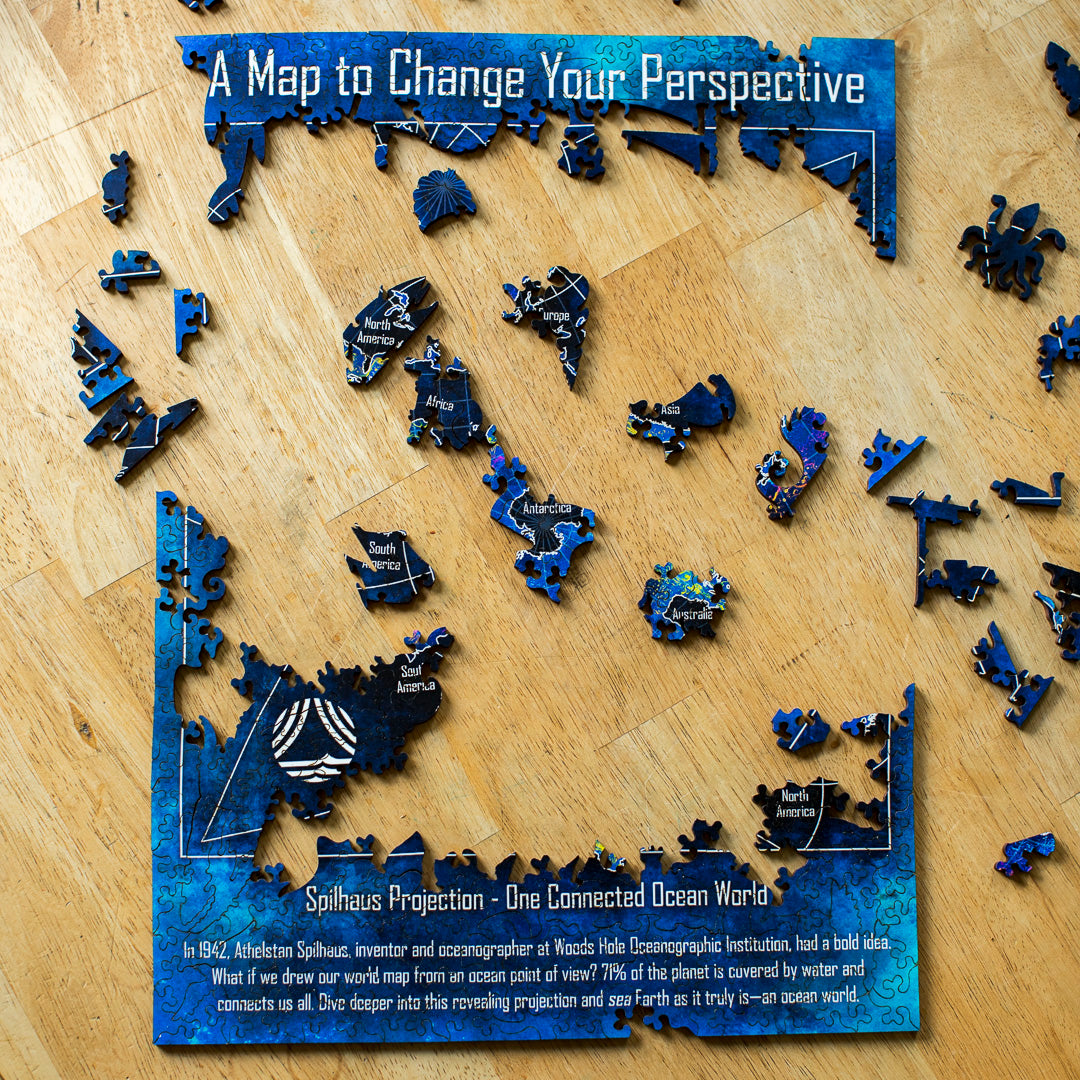 A photograph of the puzzle being put together on a wooden surface.