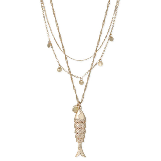 Fresh Catch Gold Fish Layer Necklace