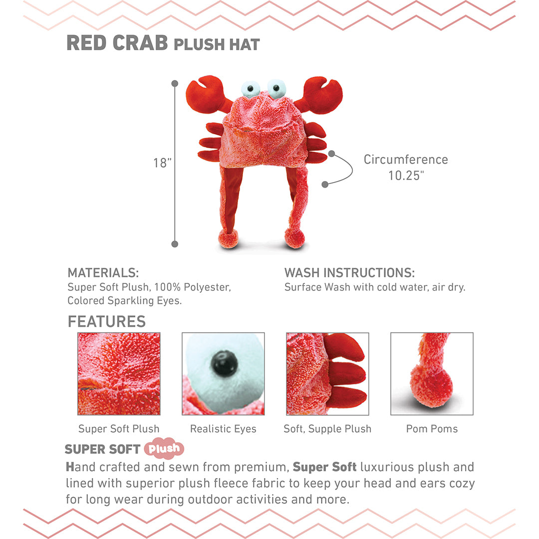 Plush Stuffed Red Crab Hat