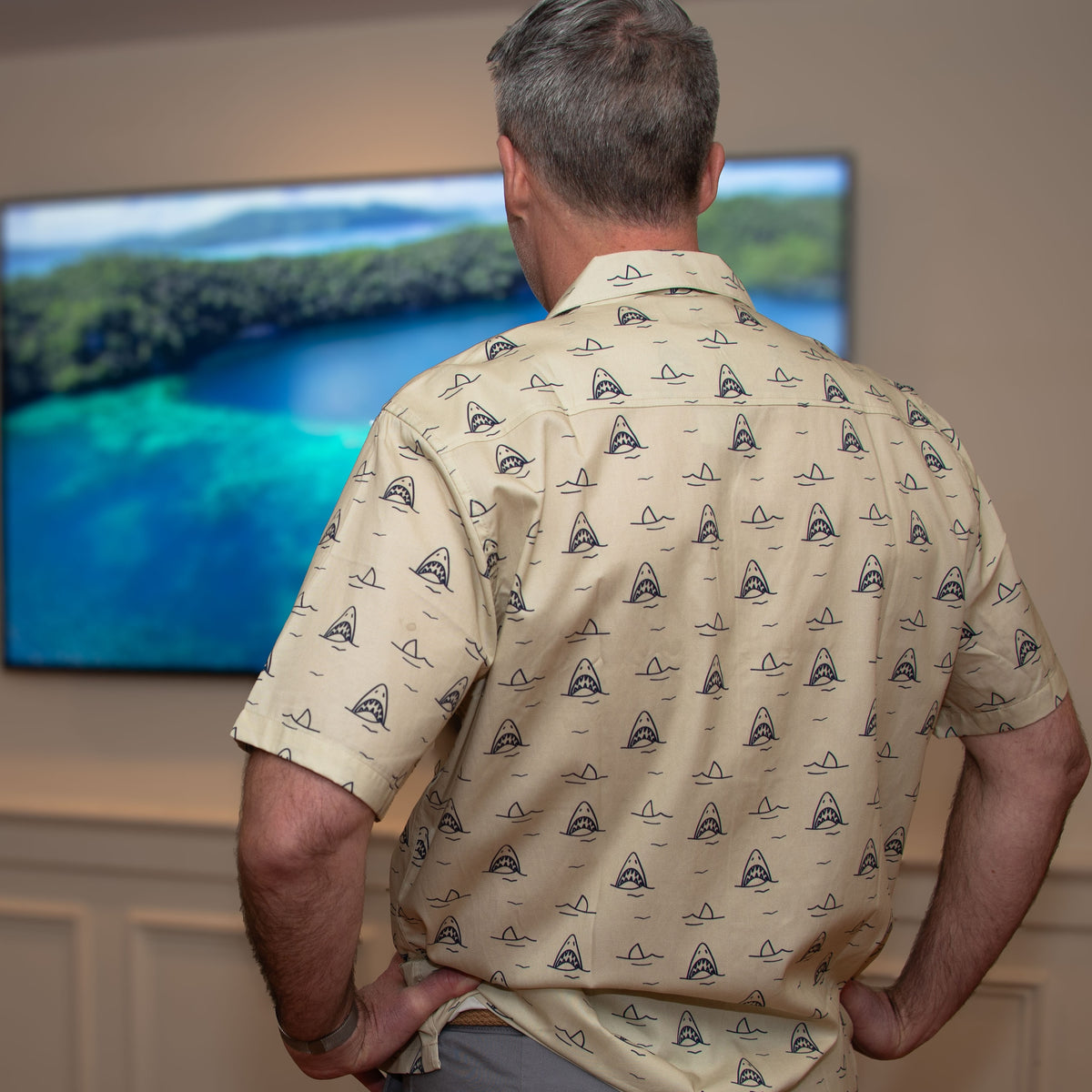 WHOI Shark Button Up Shirt