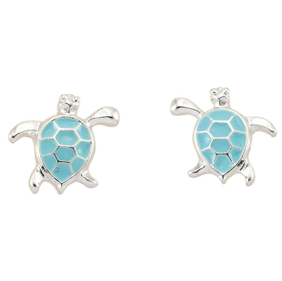 Enamel Sea Turtle Stud Earrings