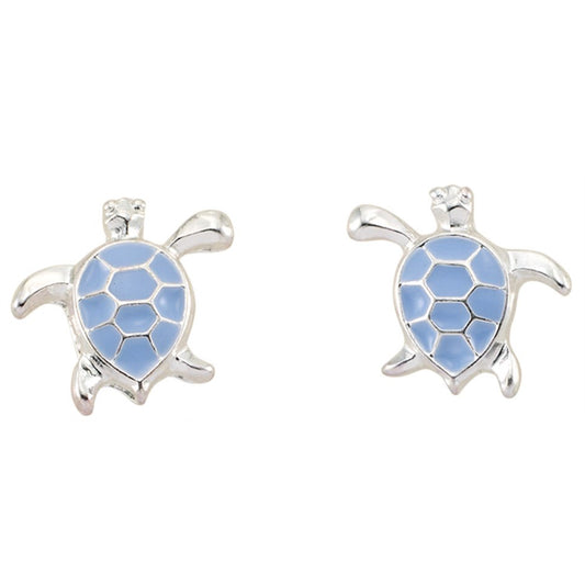 Enamel Sea Turtle Stud Earrings