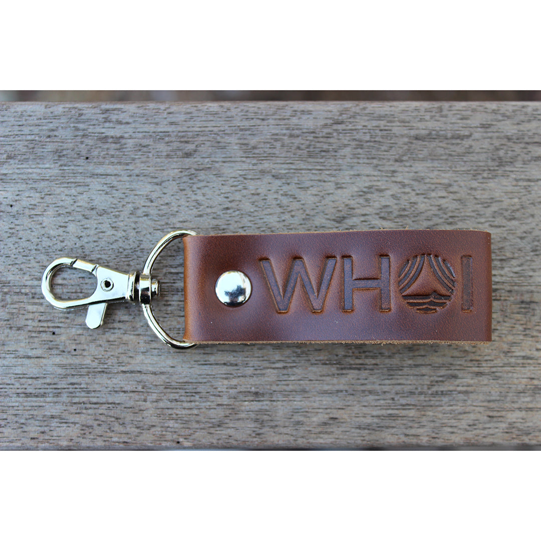 Leather WHOI Acronym Logo Keychain