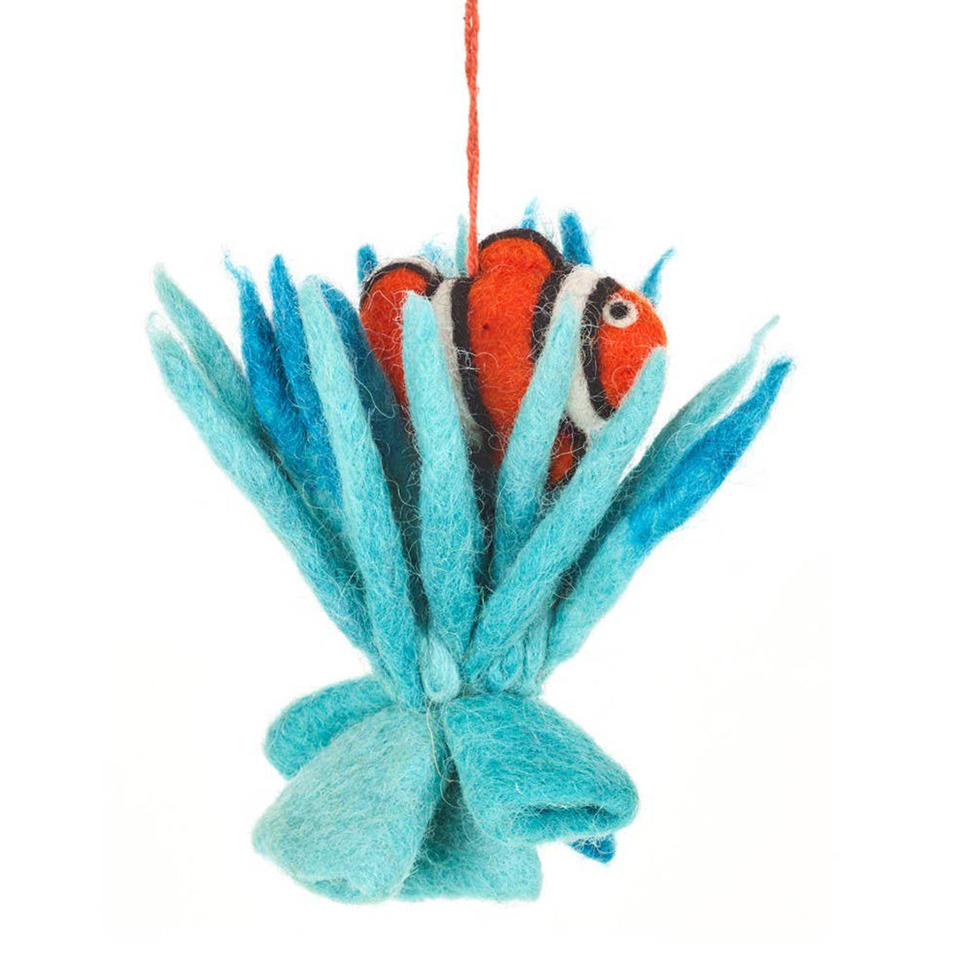 Clownfish in Coral Ornament-Felted