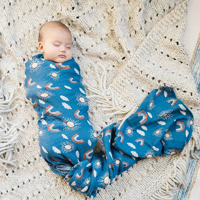 Narwhal and Sun Muslin Swaddle Blanket Set