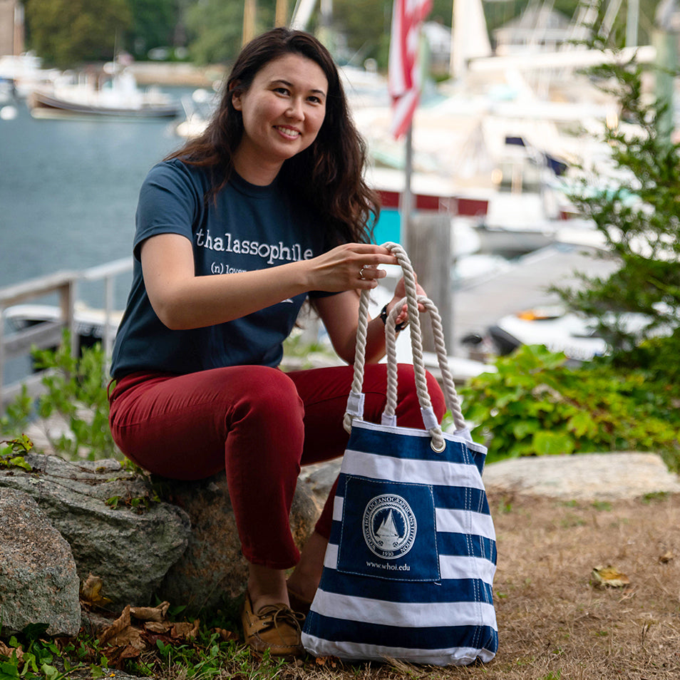 Nautical Striped Tote Bag with Classic Seal